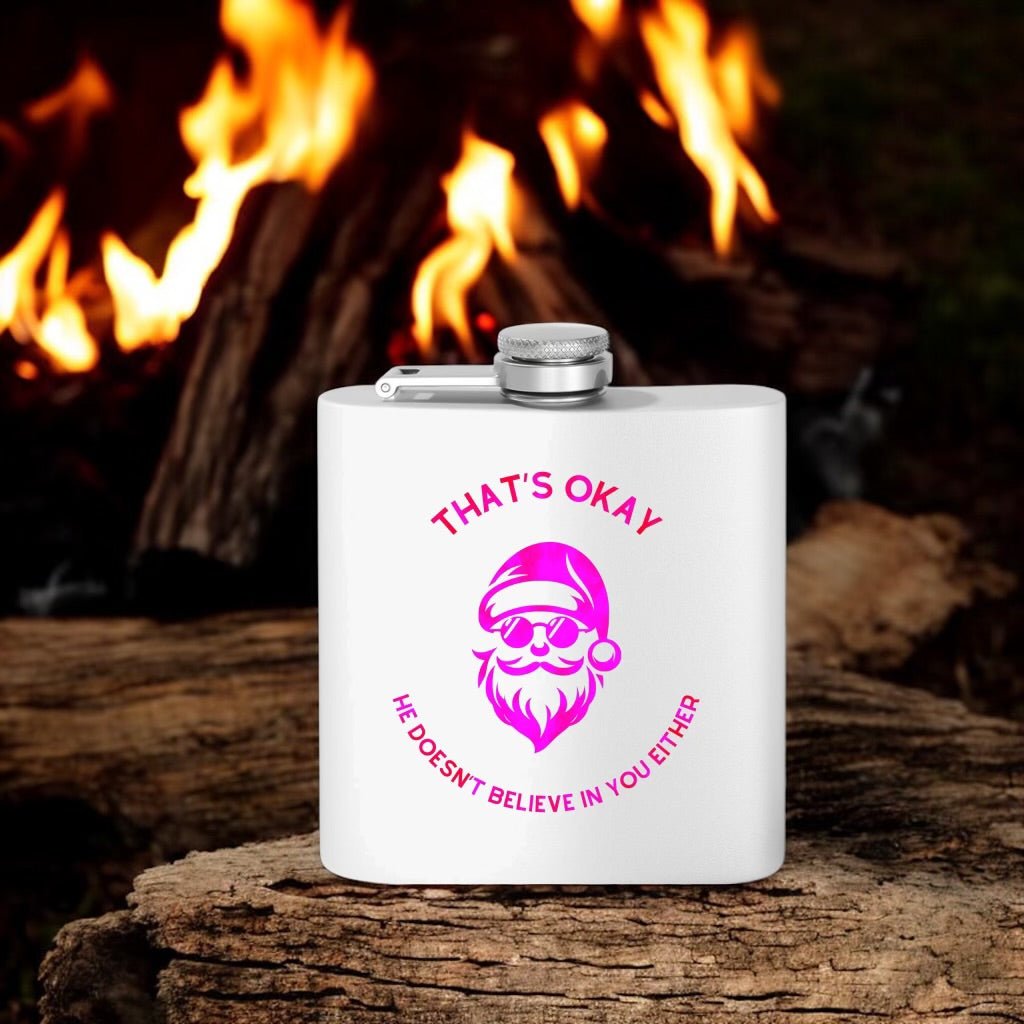 Festive and Funny Stainless Steel Flask | Holiday Cheer Santa Flask