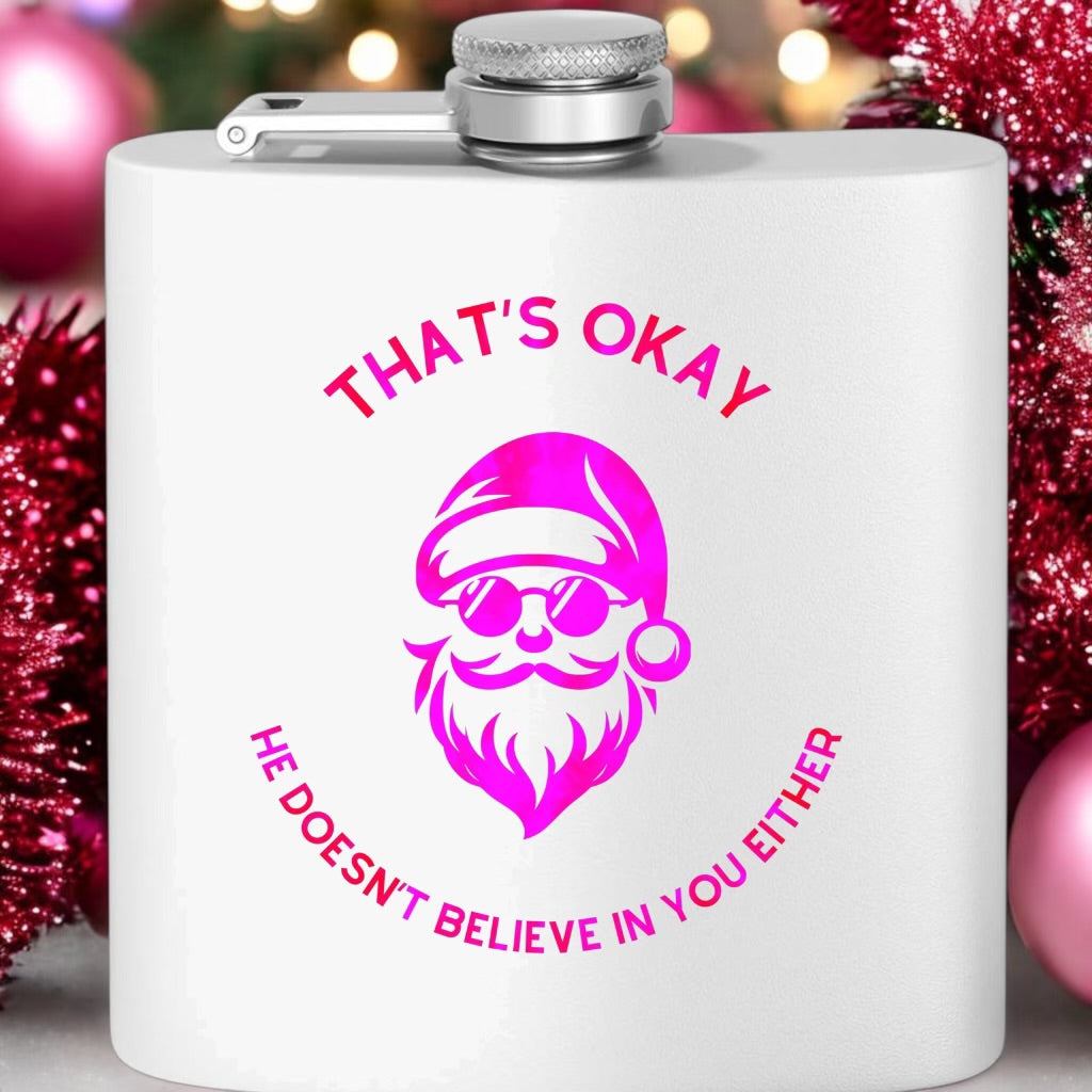 Festive and Funny Stainless Steel Flask | Holiday Cheer Santa Flask