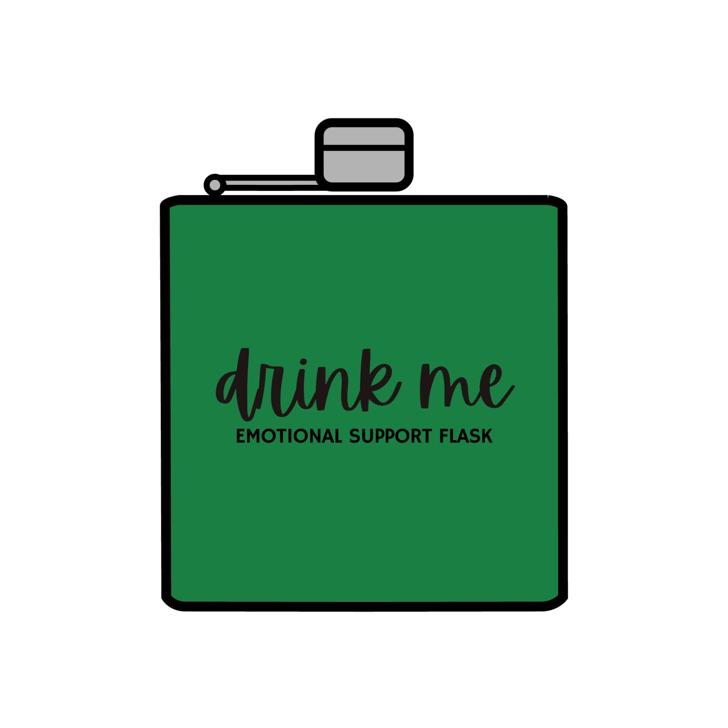 "Drink Me" Stainless Steel Flask, 6oz  Green | Emotional Support Flask