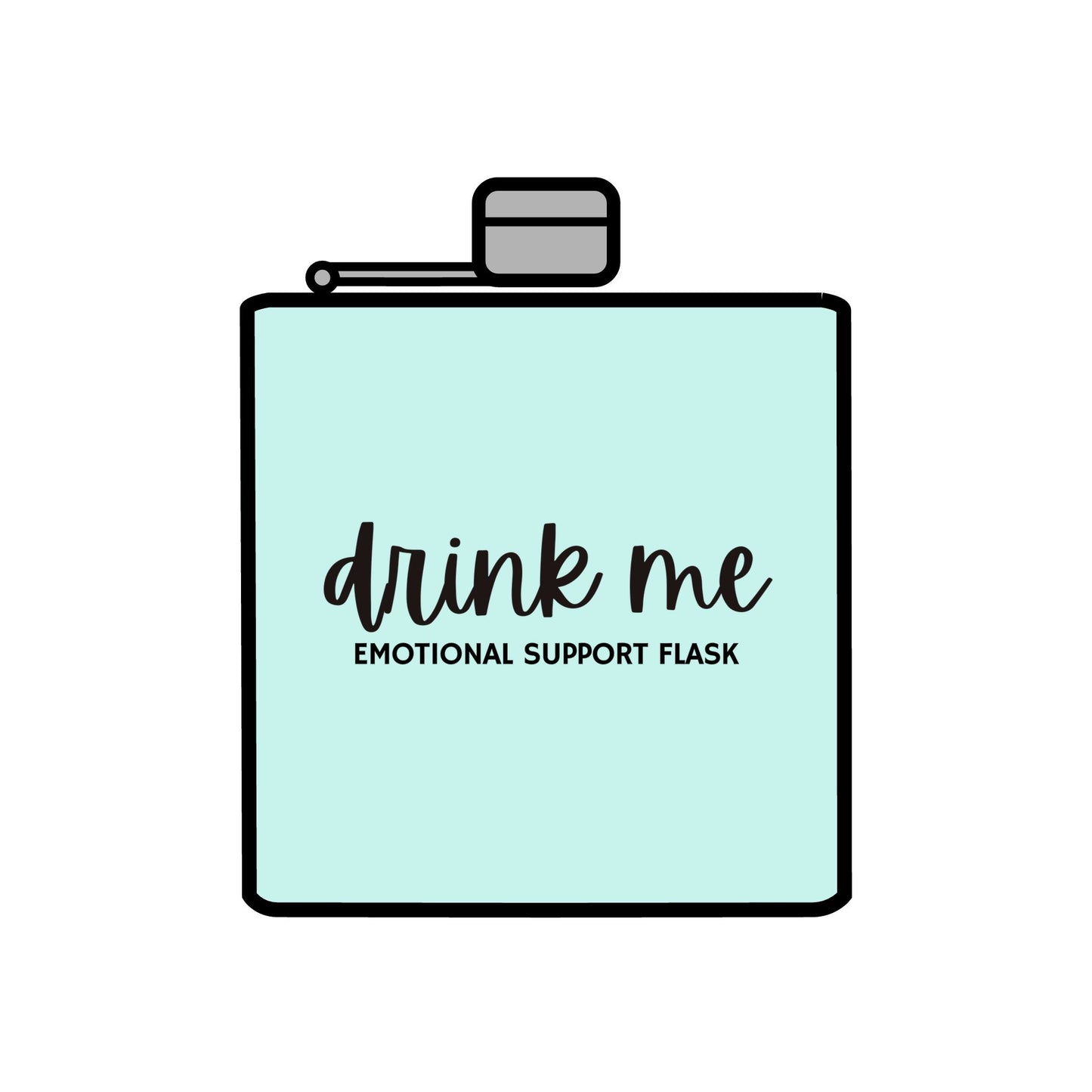 "Drink Me" Stainless Steel Flask, 6oz  Teal | Emotional Support Flask