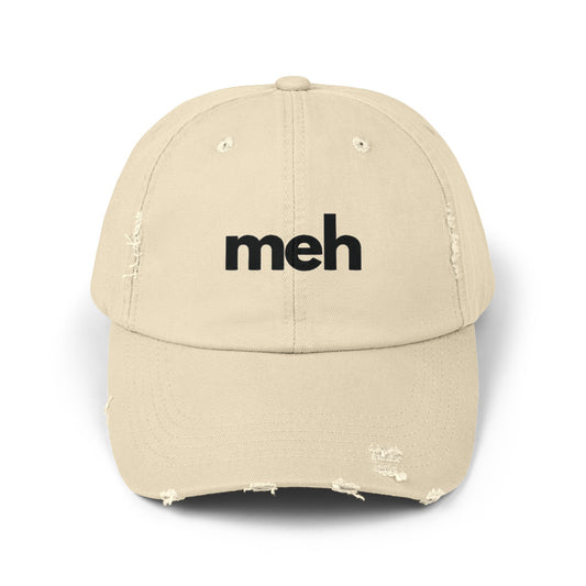 "MEH" (baddie black) Unisex Distressed Cap