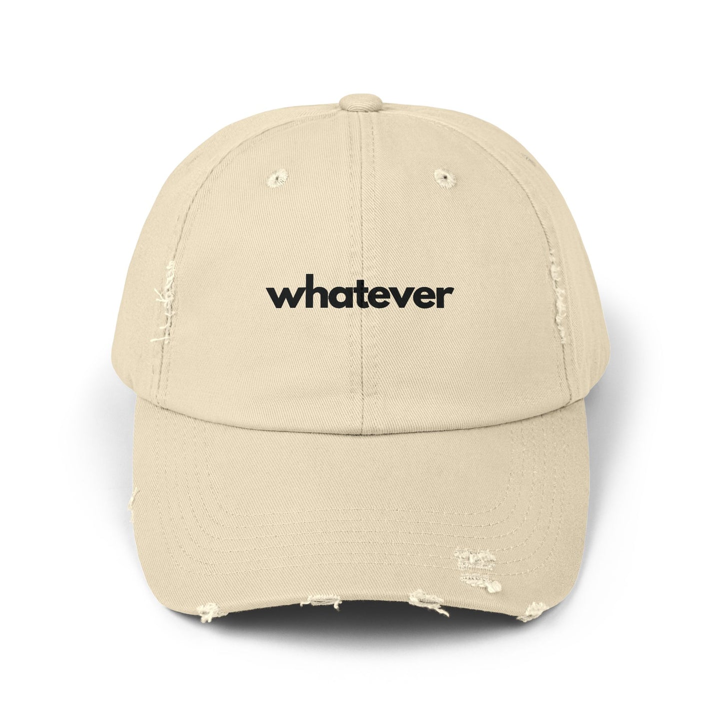 WHATEVER (baddie black) Unisex Distressed Cap