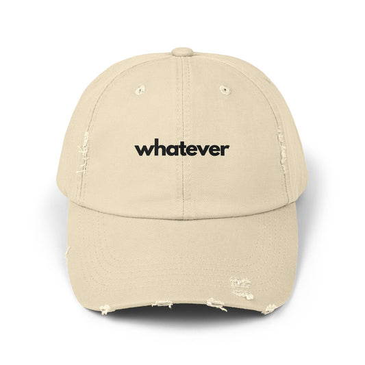 WHATEVER (baddie black) Unisex Distressed Cap