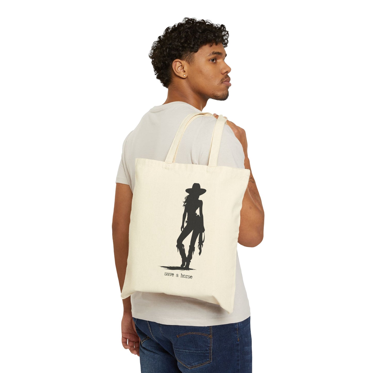 SAVE A HORSE TOO 100% Cotton Canvas Tote Bag