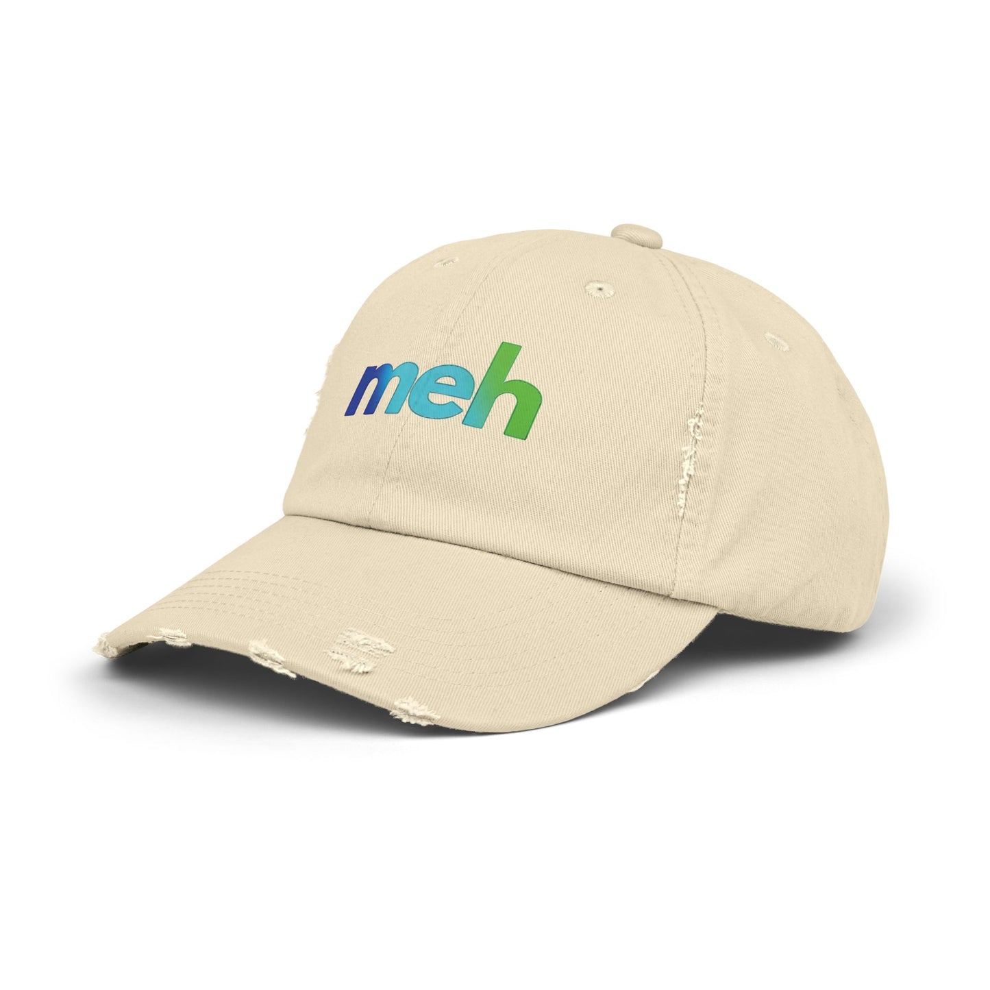 "MEH" (blue ombré)  Unisex Distressed Cap