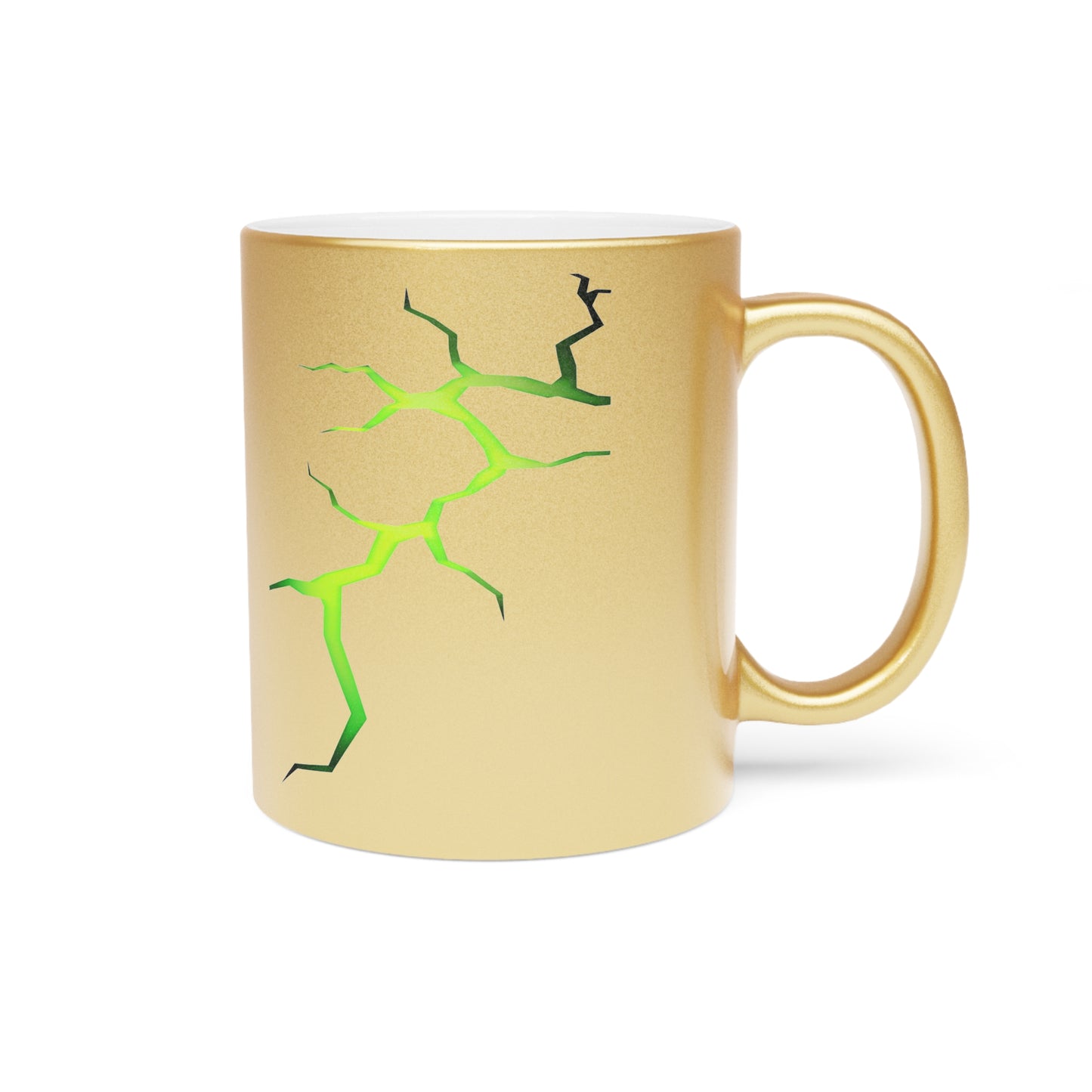 Lightning Strikes Metallic Mug - Stylish Gold/Green Design for Coffee Lovers