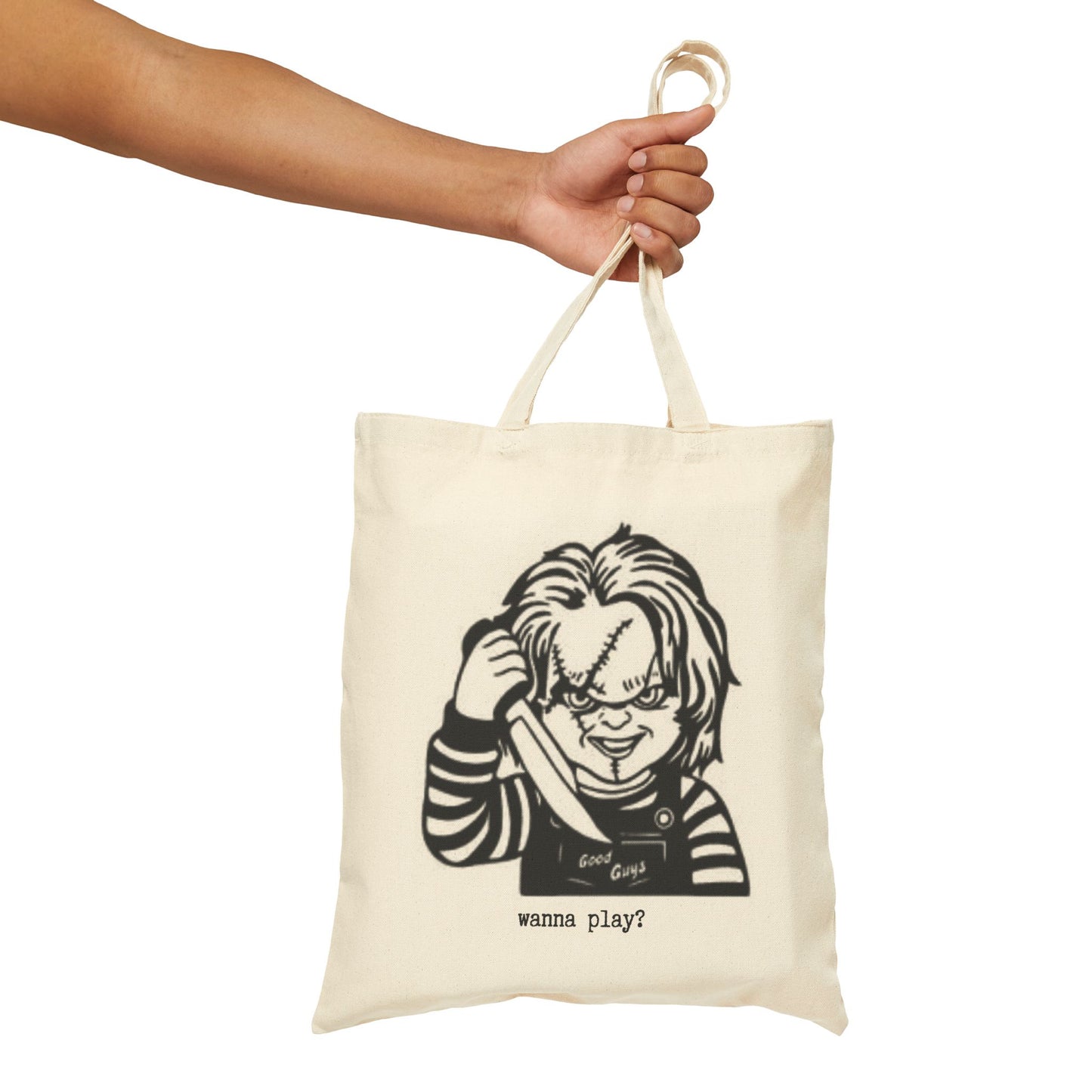 Chucky "Wanna Play?" 100% Cotton Canvas Tote Bag