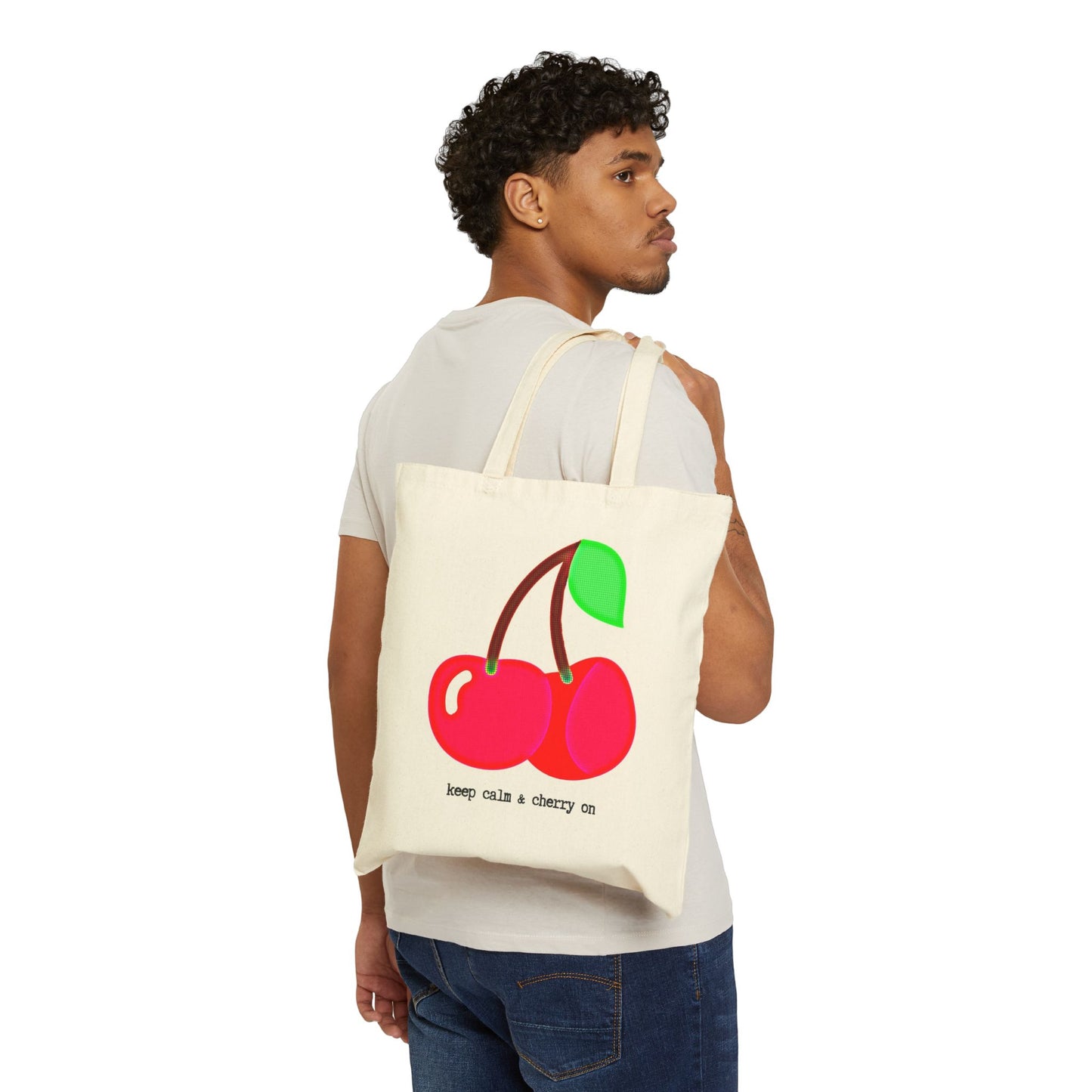 "KEEP CALM & CHERRY ON"  100% Cotton Canvas Tote Bag