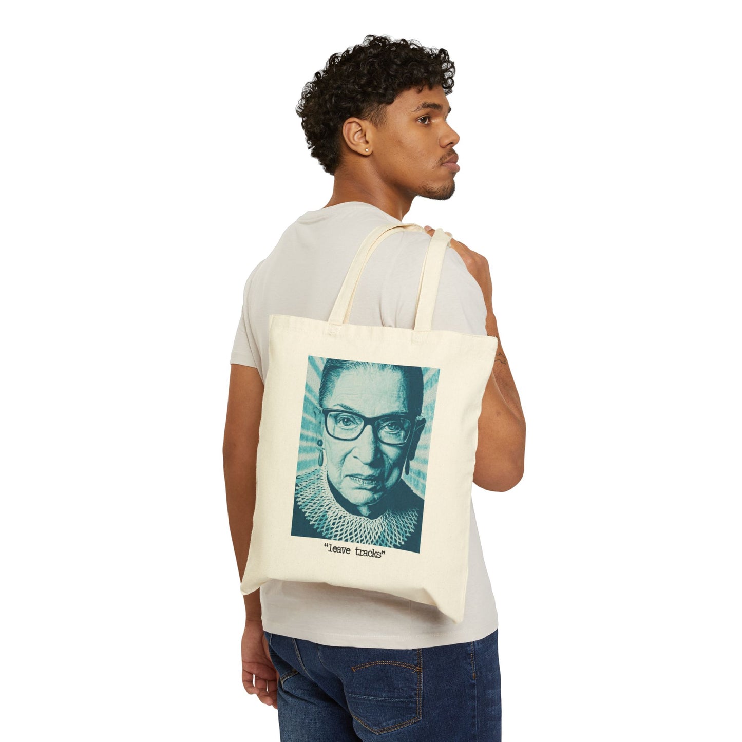 "Leave Tracks"  RBG 100% Cotton Canvas Tote Bag