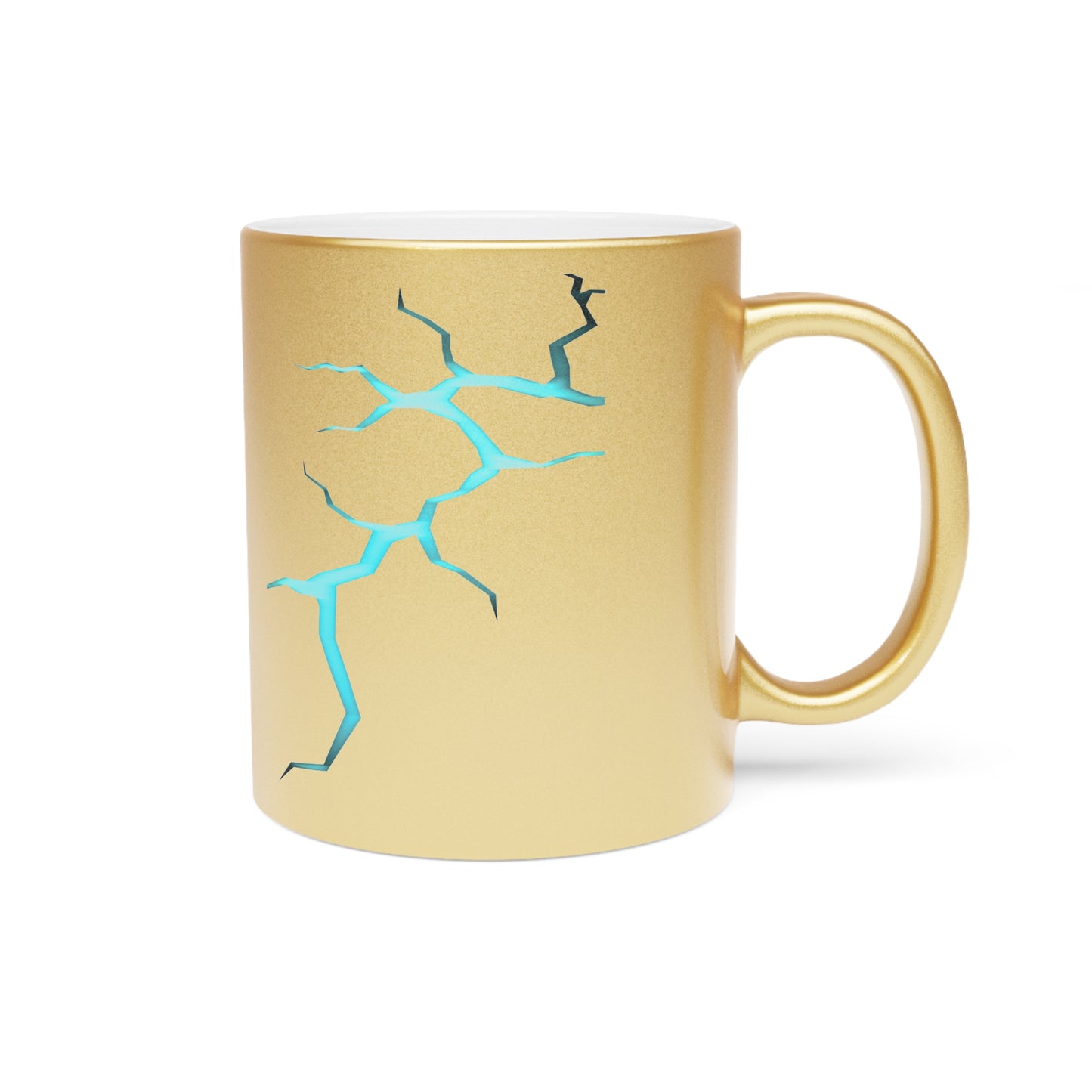 Lightning Strikes Metallic Mug - Stylish Gold/Blue Design for Coffee Lovers