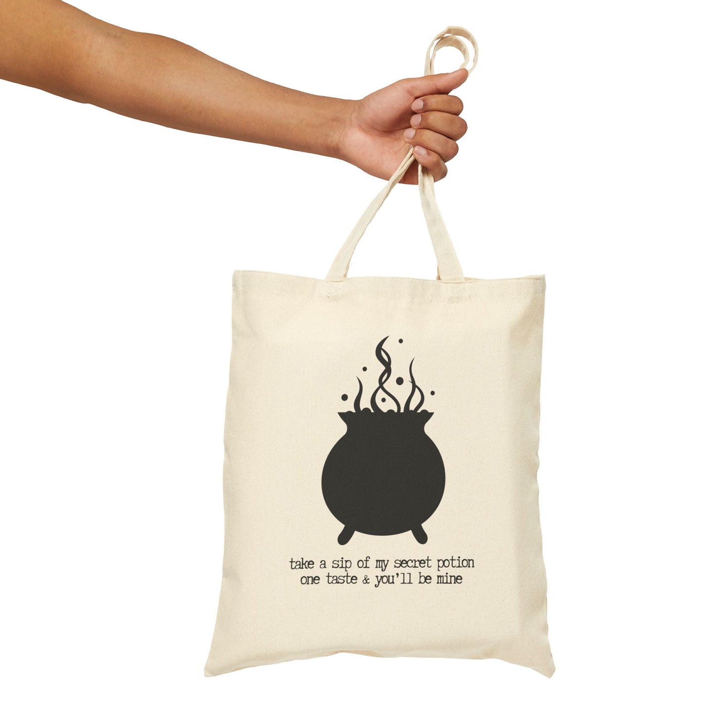 "Take a Sip of My Secret Potion" BLACK MAGIC 100% Cotton Canvas Tote Bag