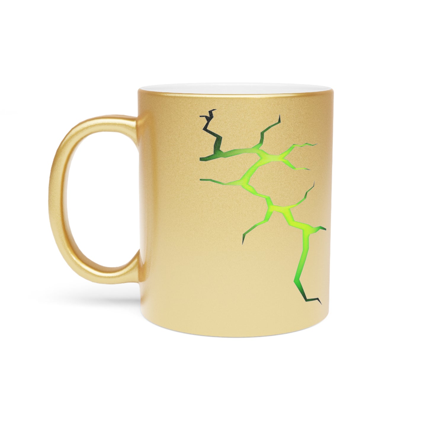 Lightning Strikes Metallic Mug - Stylish Gold/Green Design for Coffee Lovers