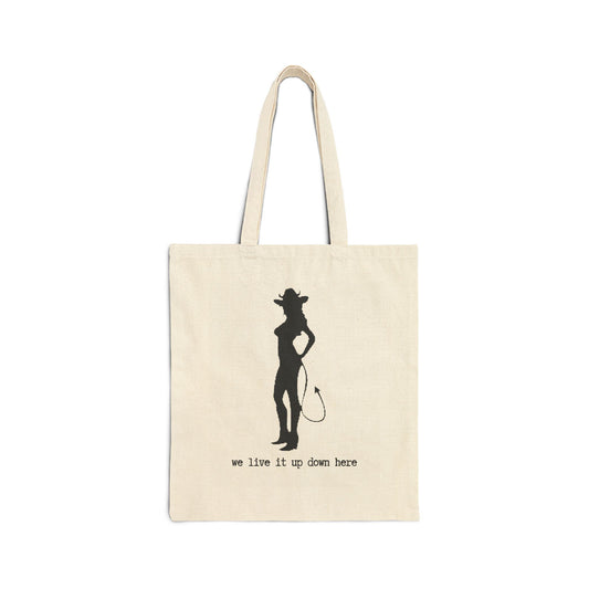 "We live it up down here" MORGAN WALLEN inspired 100% Cotton Canvas Tote Bag