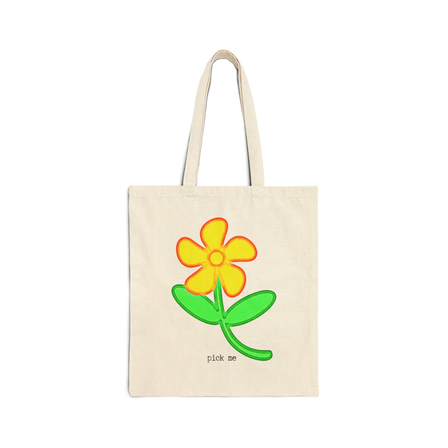 "Pick Me" Canvas Tote Bag featuring Pop Art Floral Design