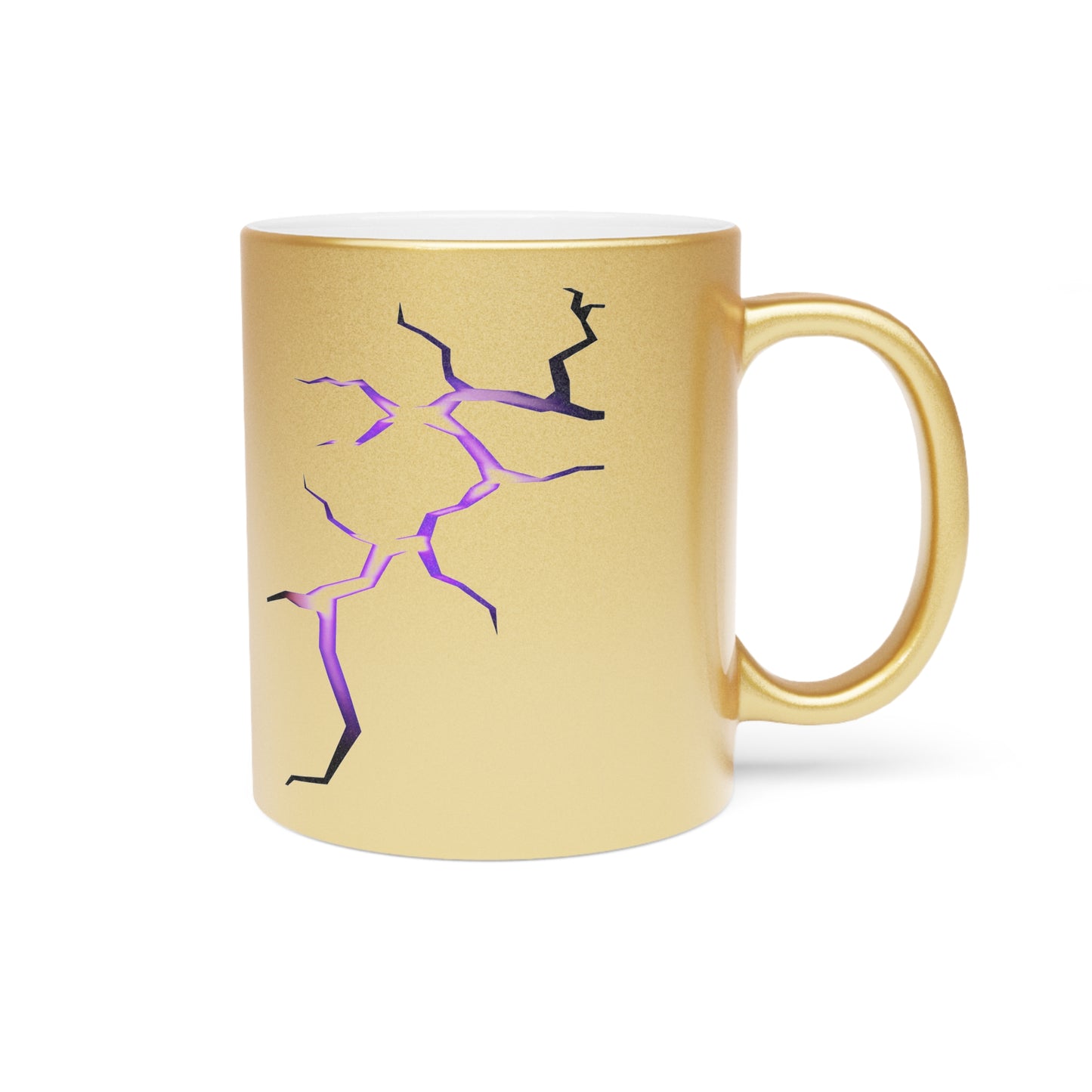 Lightning Strikes Metallic Mug - Stylish Gold/Purple Design for Coffee Lovers