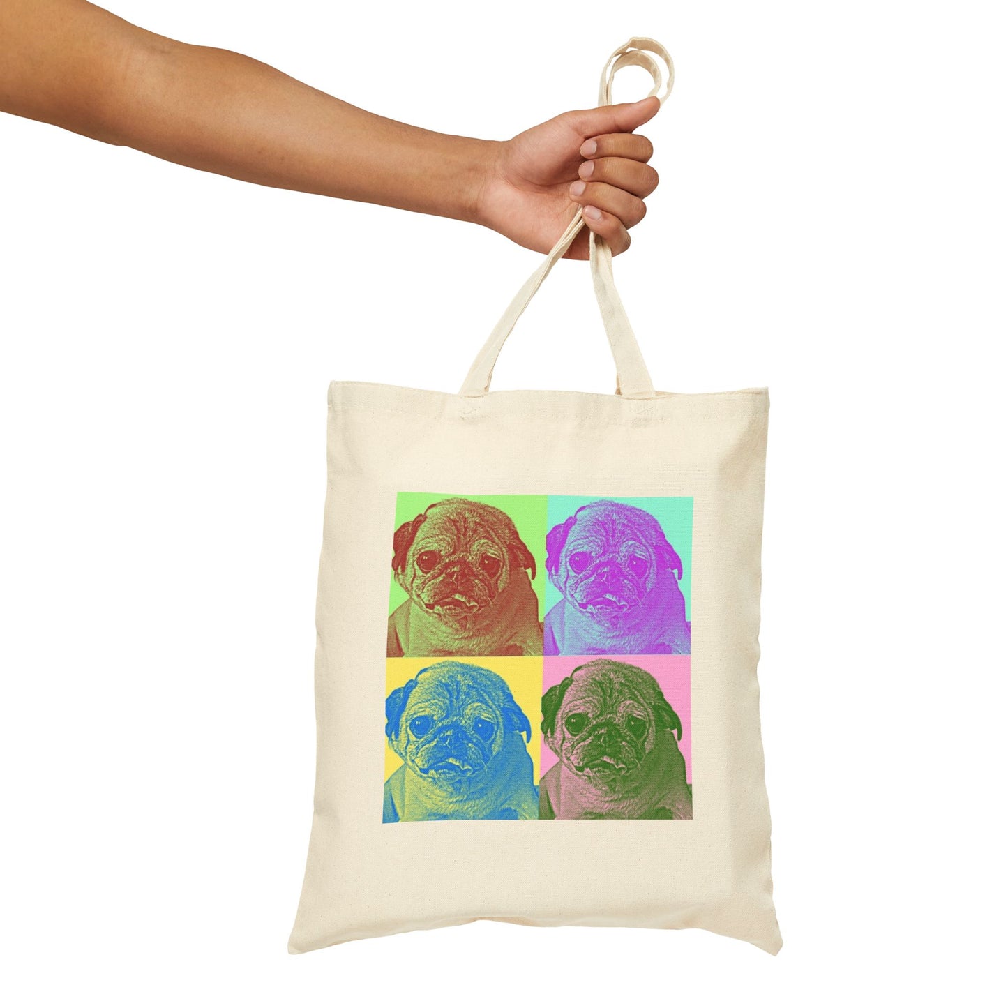 NOODLE THE PUG POP Art 100% Cotton Canvas Tote Bag