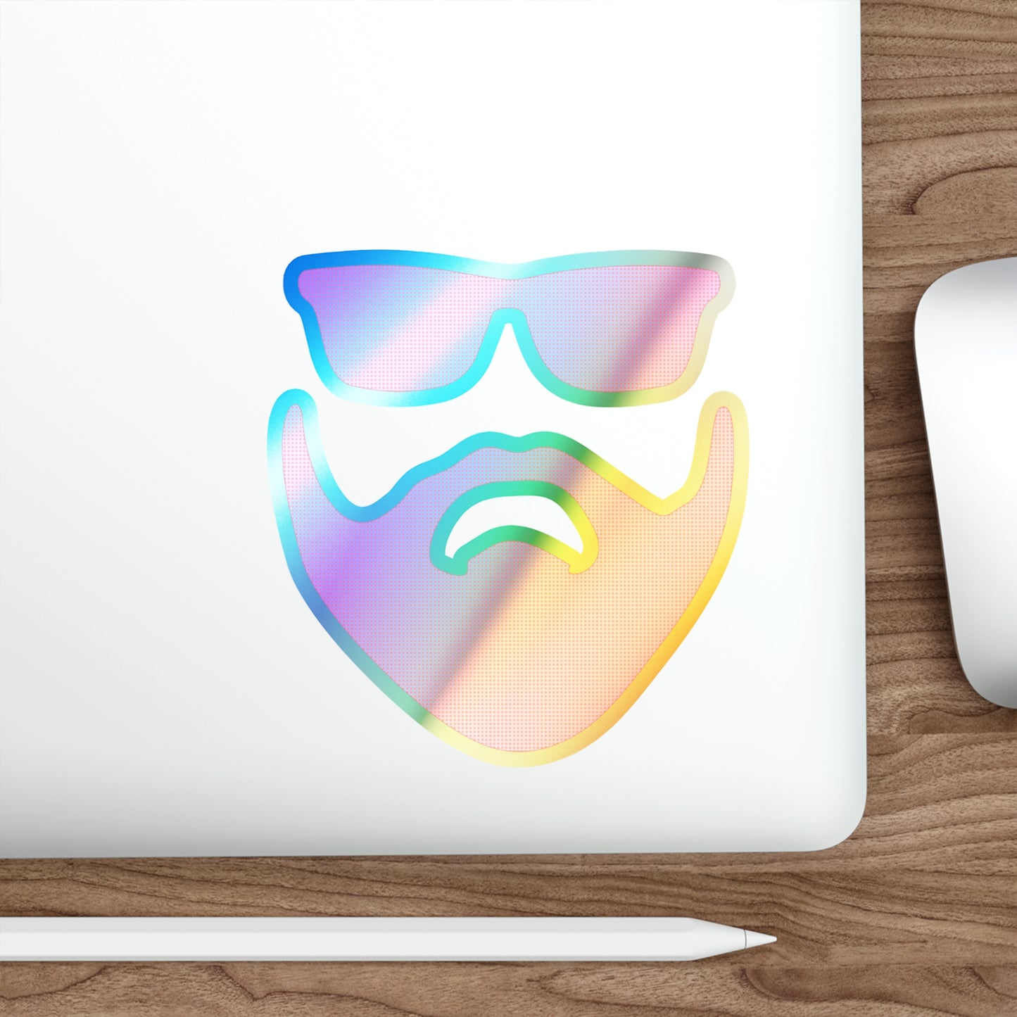 Beardo (pink) Holographic Die-cut Stickers