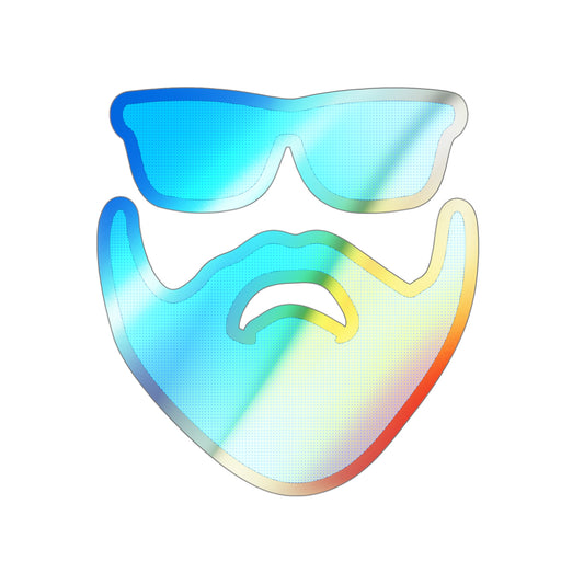 Beardo (blue) Holographic Die-cut Stickers