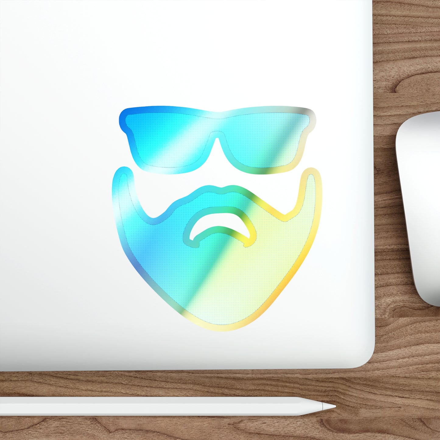 Beardo (blue) Holographic Die-cut Stickers