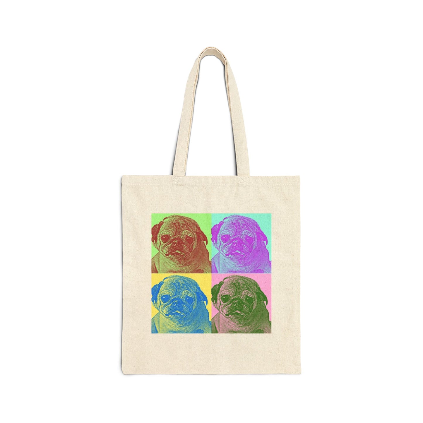 NOODLE THE PUG POP Art 100% Cotton Canvas Tote Bag