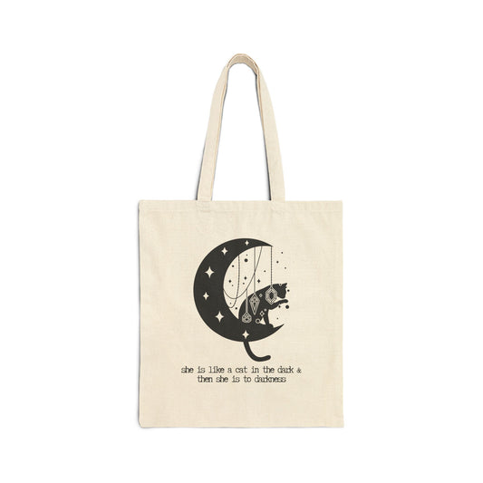 "She is Like a Cat in the Dark" RHIANNON 100% Cotton Canvas Tote Bag