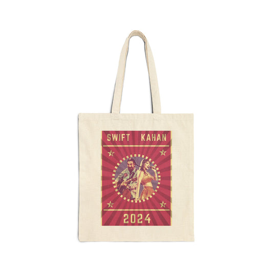 SWIFT/KAHAN 2024 (red pop art) 100% Cotton Canvas Tote Bag