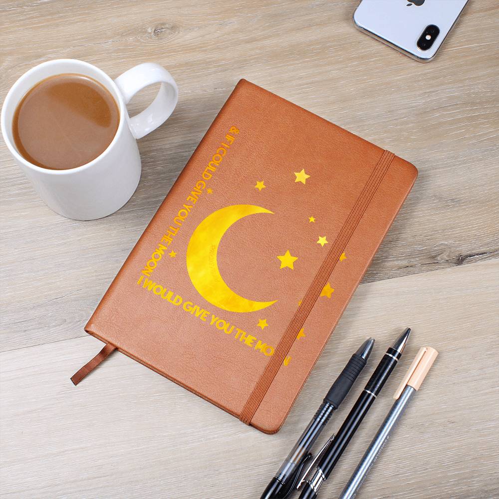 "& IF I COULD GIVE YOU THE MOON" Vegan Leather Graphic Journal | Phoebe Bridgers Moon Song Lyrics | Meaningful Gifts