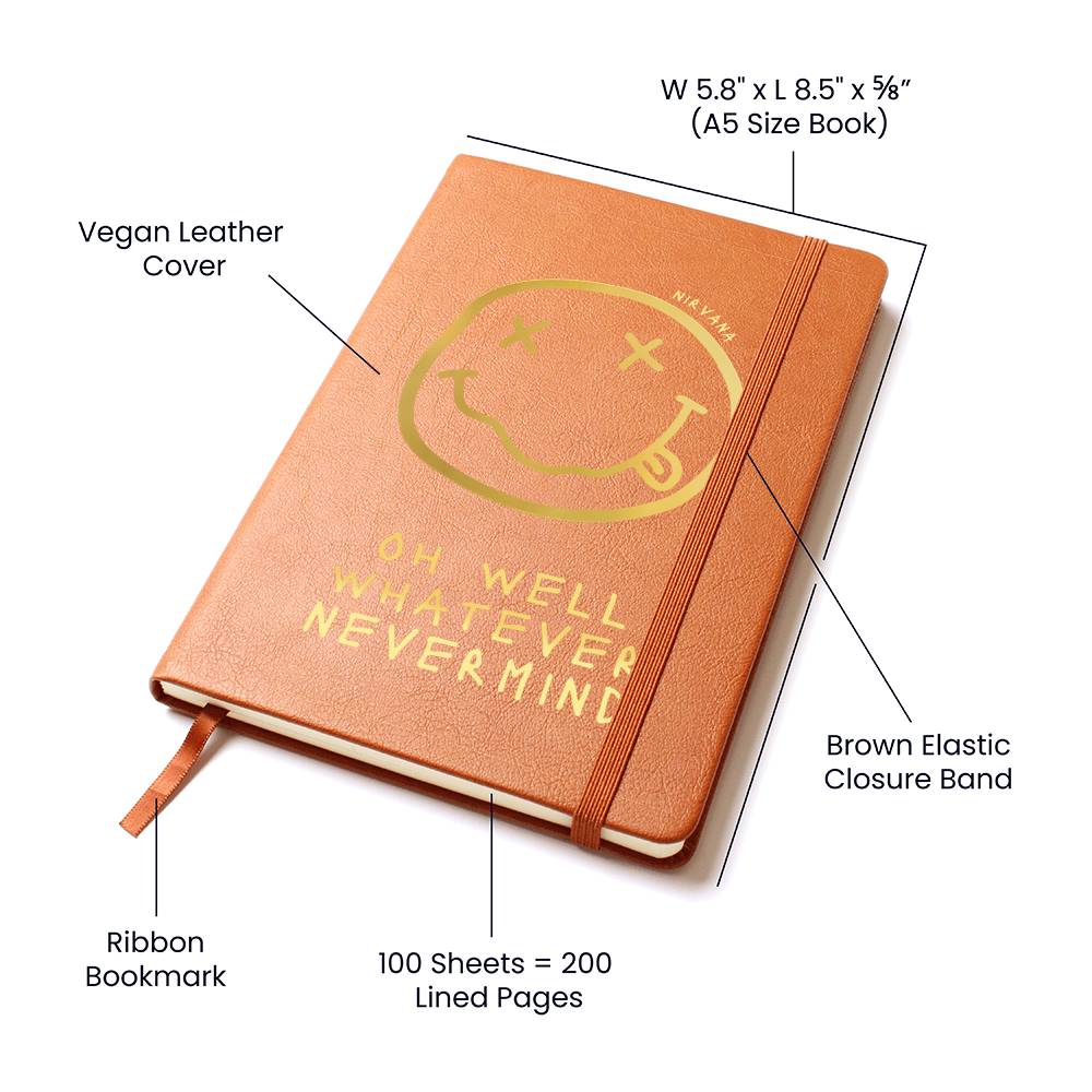 "Oh well whatever Nevermind" vegan leather journal | Nirvana song lyrics | SMELLS LIKE TEEN SPIRIT